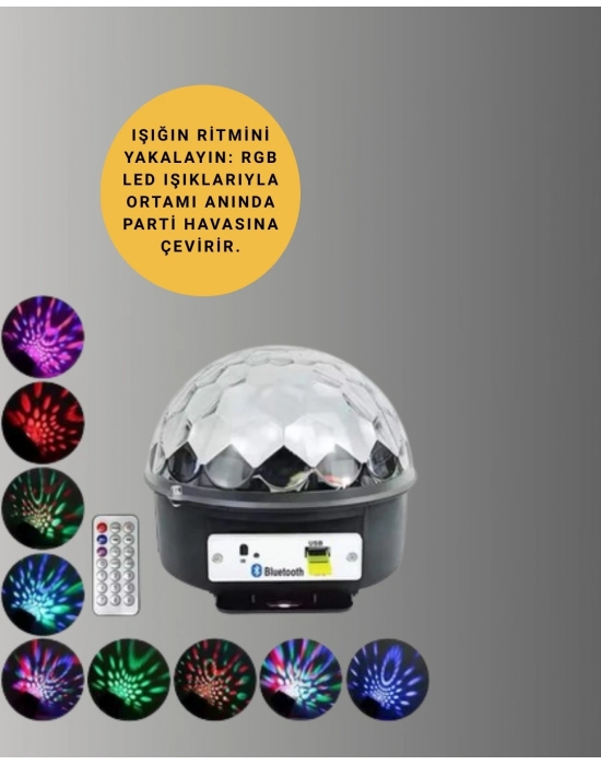 ® Bluetooth Bağlantılı Renkli Masaüstü Disko Topu Işık Gösterisi