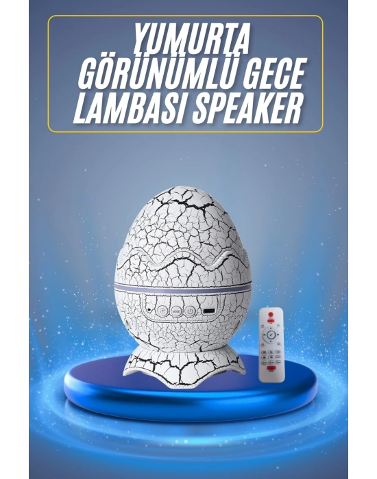 ® Bluetooth Hoparlör Dinozor Yumurtası Gece Masa Lambası Projektör