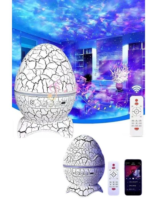 ® Bluetooth Hoparlör Dinozor Yumurtası Gece Masa Lambası Projektör