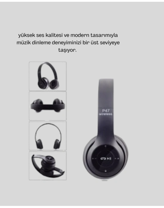 ® Bluetooth Kablosuz Kulaklık – Extra Bass, TF Kart, Mikrofonlu, Ayarlanabilir Ergonomik Tasarım