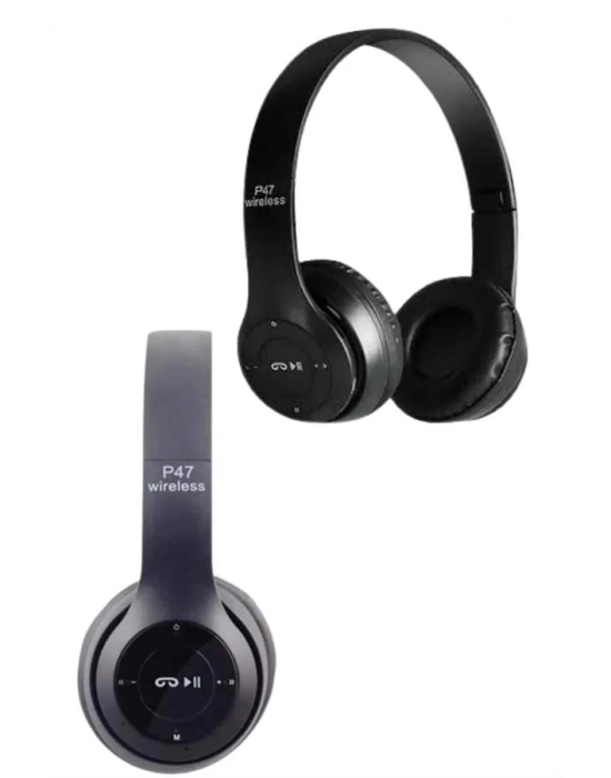 ® Bluetooth Kablosuz Kulaklık Siyah Wireless 5.0 Kulak Üstü Uzun Pil Ömrü