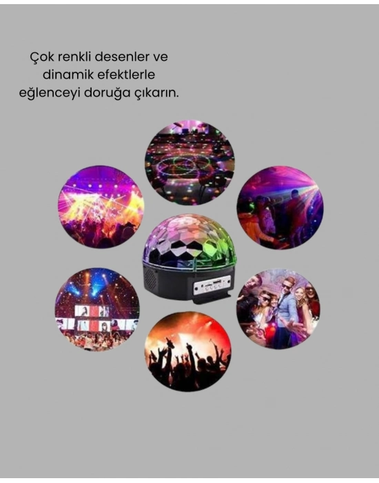 ® Bluetooth Kontrollü Masaüstü Disko Topu Işığı – Renkli LED Işık Gösterisi ve Uzaktan Kumanda