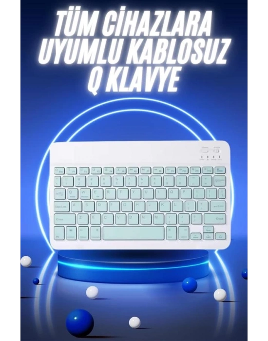 ® Bluetooth Şarj Edilebilir Mini Q Klavye Kablosuz Taşınabilir