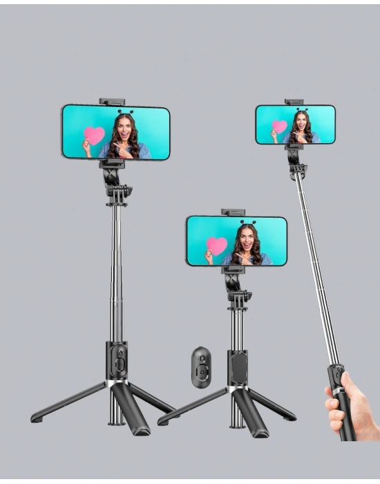 ® Bluetooth Selfie Çubuğu – 360° Dönebilen Başlık, Kablosuz Bağlantı