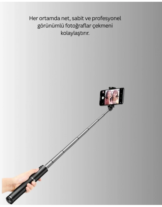 ® Bluetooth Selfie Çubuğu – Işıklı, Katlanabilir, Uzaktan Kumandalı