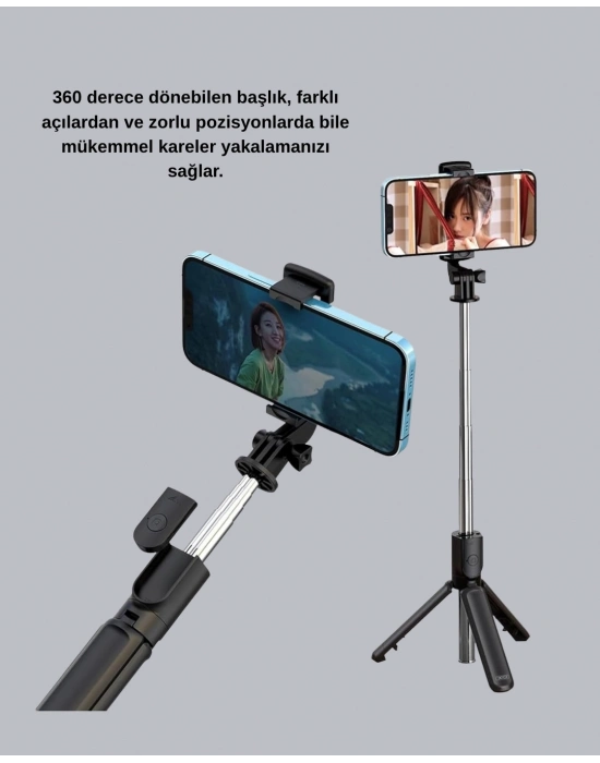 ® Bluetooth Selfie Çubuğu – Kablosuz, Hafif ve Yüksek Çözünürlüklü Çekim İçin