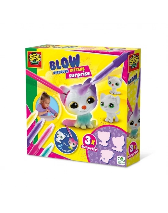 ® Boya Üfleme Kalemi 3x Kedicik Sürprizi