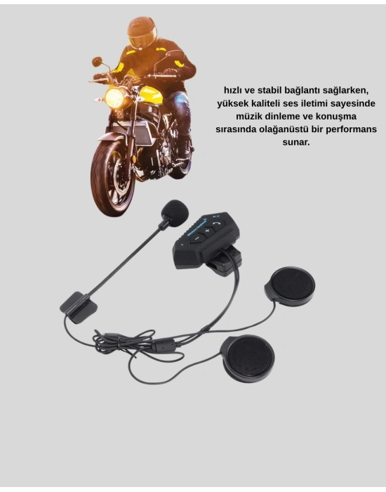 ® BT22 Kablosuz Kask Kulaklığı – Bluetooth 5.0, Intercom, Su Geçirmez ve Uzun Ömürlü Batarya