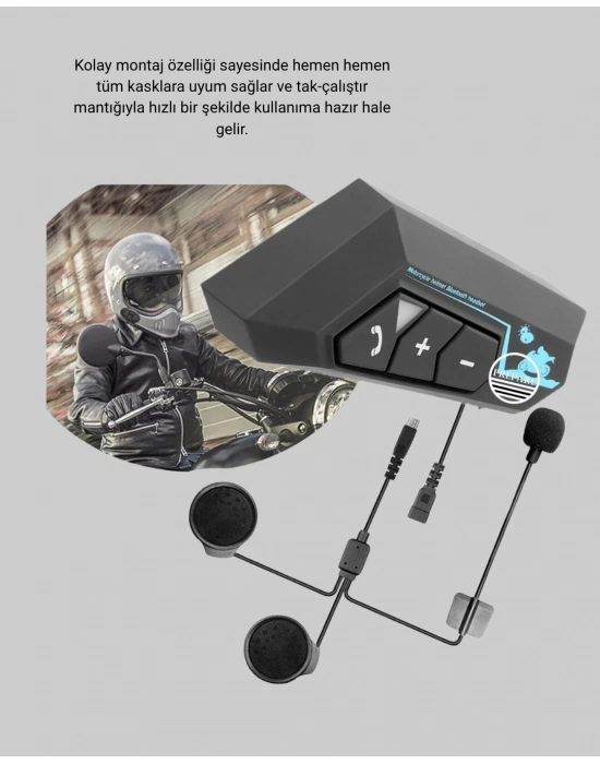 ® BT22 Kask İçi Bluetooth Kulaklık Hızlı Eşleşme ve Gürültü Önleyici Mikrofon