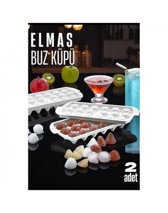 Buz Kalıbı ELMAS İçecek Buz Kalıbı - Mutfak Buz Kalıbı Kolay Çıkarılır Buz Kalıbı 2 ADET 721629