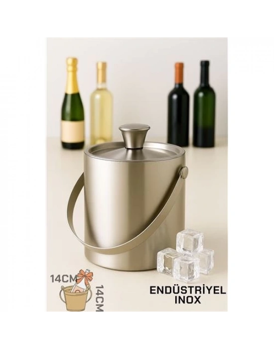 Buz Kovası Çift Cidarlı Yalıtımlı Endüstriyel Inox Şampanya Şarap Bira Soğutucu MEDIUM  722052