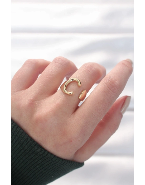 ® C Harfli Altın Renk Ayarlanabilir Yüzük