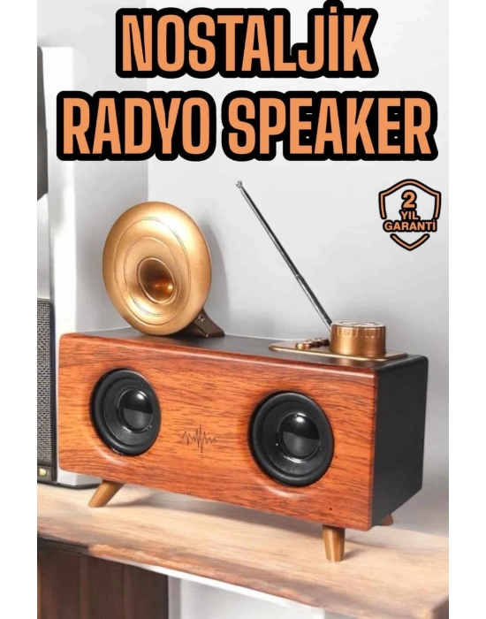 ® Çalar Radyo Müzik Kutusu Nostaljik Hoparlör Speaker