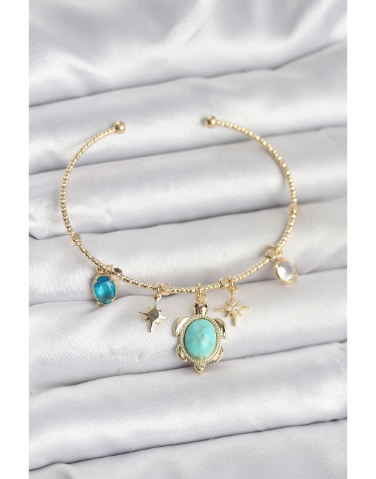 ® Caretta Caretta Charmlı Gold Renk Kadın Bileklik