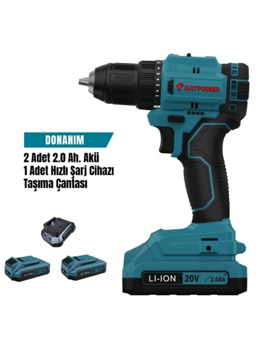 ® Cat Power 4213 Akülü Vidalama 2,0 Ah Çift Akülü