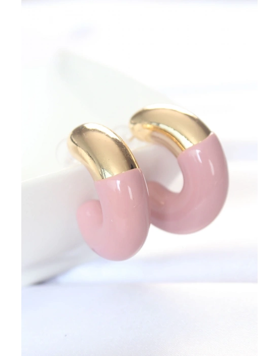 ® CCB Gül Kurusu Gold Çift Renk Küpe