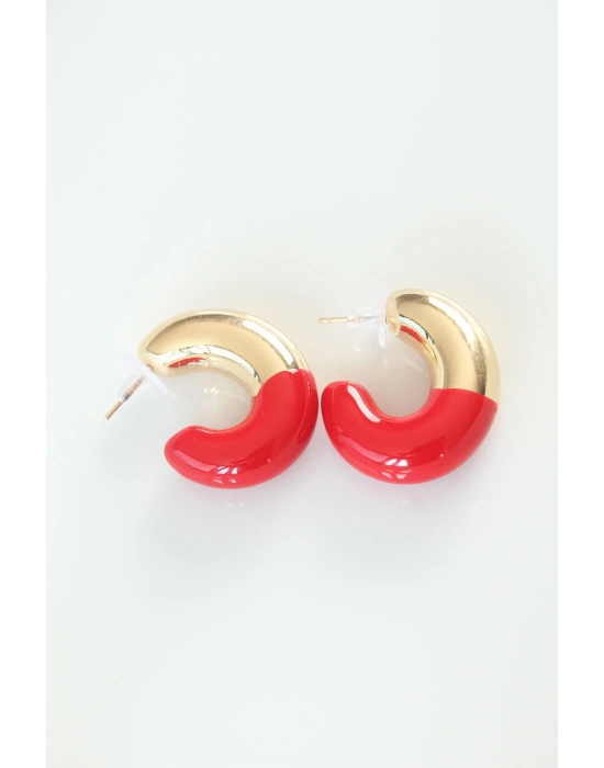 ® CCB Kırmızı Gold Çift Renk Küpe