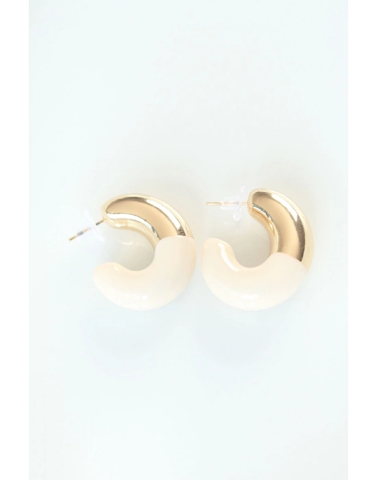 ® CCB Krem Gold Çift Renk Küpe