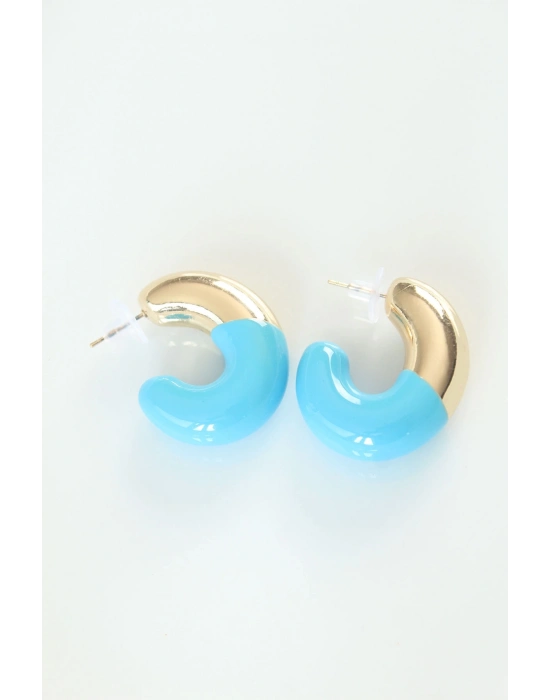 ® CCB Mavi Gold Çift Renk Küpe