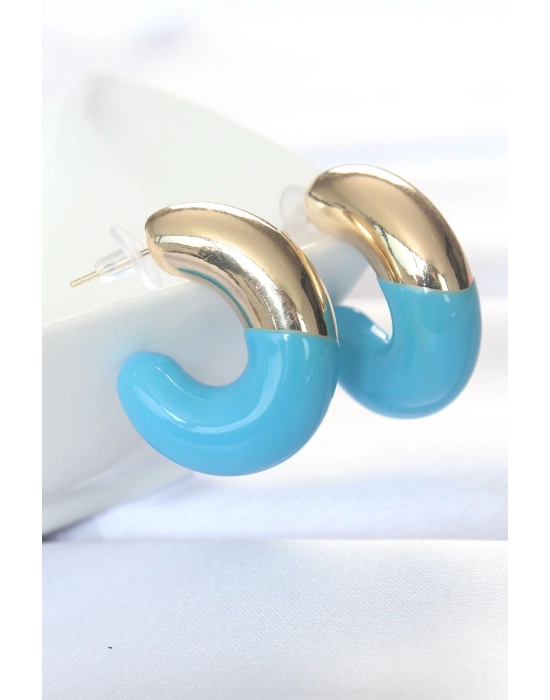 ® CCB Mavi Gold Çift Renk Küpe