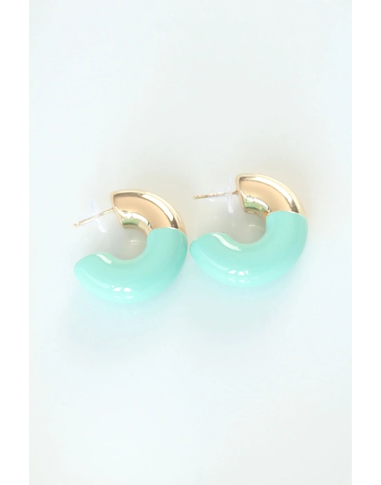 ® CCB Turkuaz Gold Çift Renk Küpe