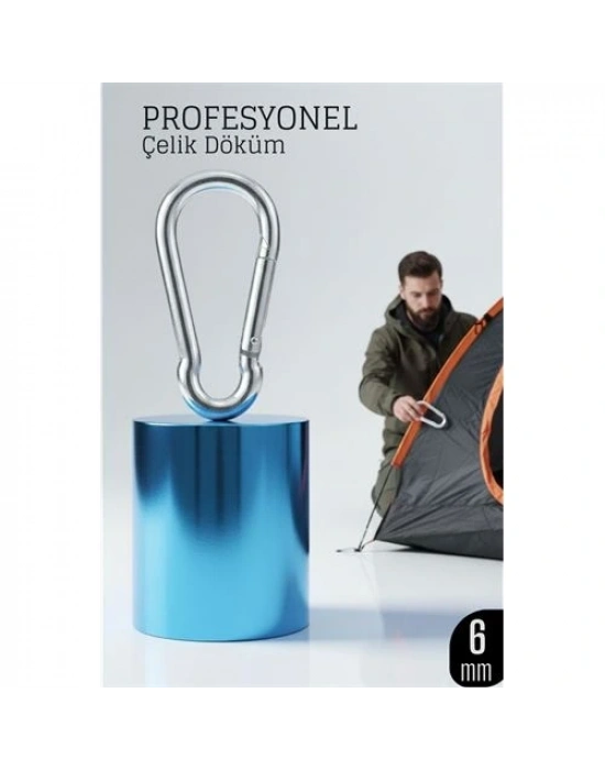 ® Çelik Yan Açılır Karabina - 6 mm Kamp, Tırmanış ve Günlük Kullanım İçin Güvenli Kilit