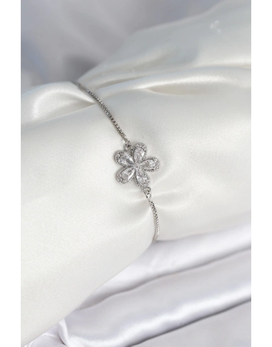 ® Çiçek Model Asansörlü Gümüş Renk Kadın Bileklik