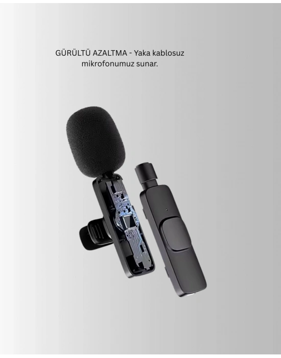 ® Çift Mikrofonlu Kablosuz Kayıt Seti iPhone Uyumlu Mini Mikrofon