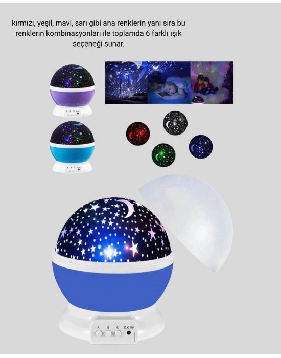 ® Çocuk Gece Lambası 6 Modlu Renkli LED Enerji Tasarruflu Masal Işığı