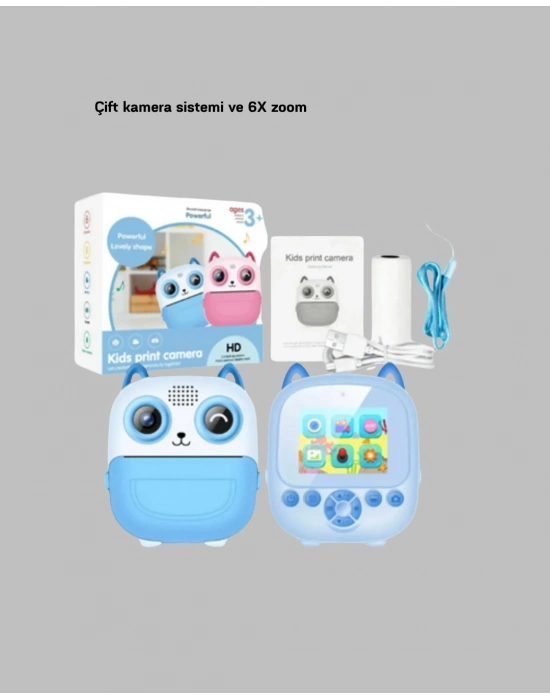 ® Çocuklar İçin Dijital Kamera Termal Yazıcı 48MP Çift Kamera 1300mAh Batarya