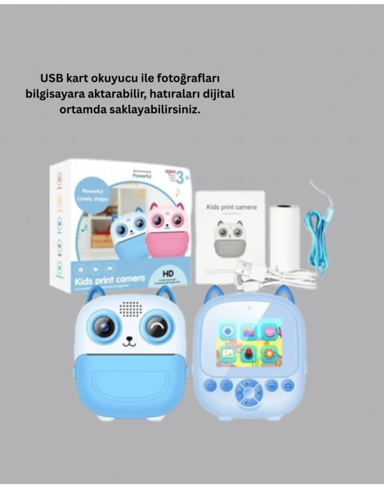 ® Çocuklar İçin Eğlenceli Dijital Kamera 1300mAh Şarjlı