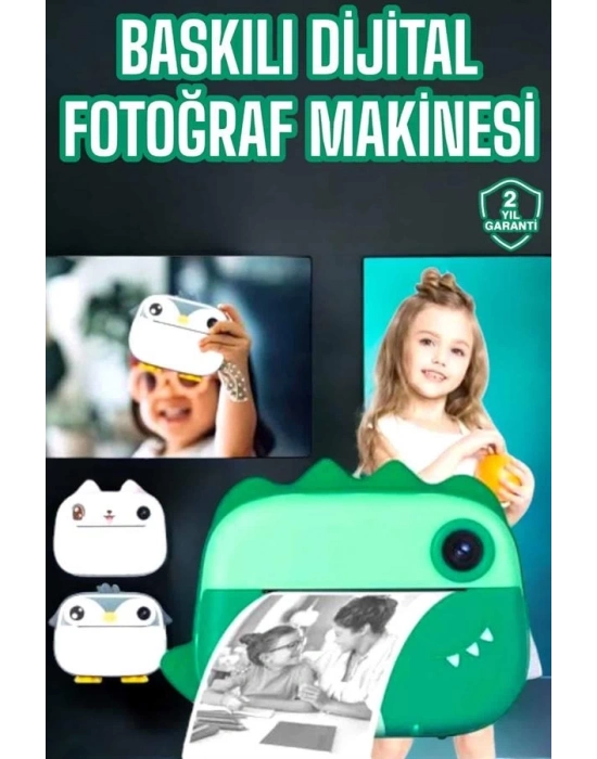 ® Çocuklar İçin Özel Fotoğraf Makinesi Printer Kamera Taşınabilir HD