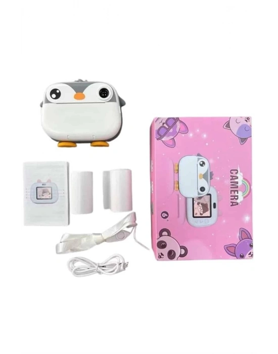 ® Çocuklara Özel Şirin Tasarımlı Mini Fotoğraf Yazıcısı 3 Adet Rulo Hediyeli