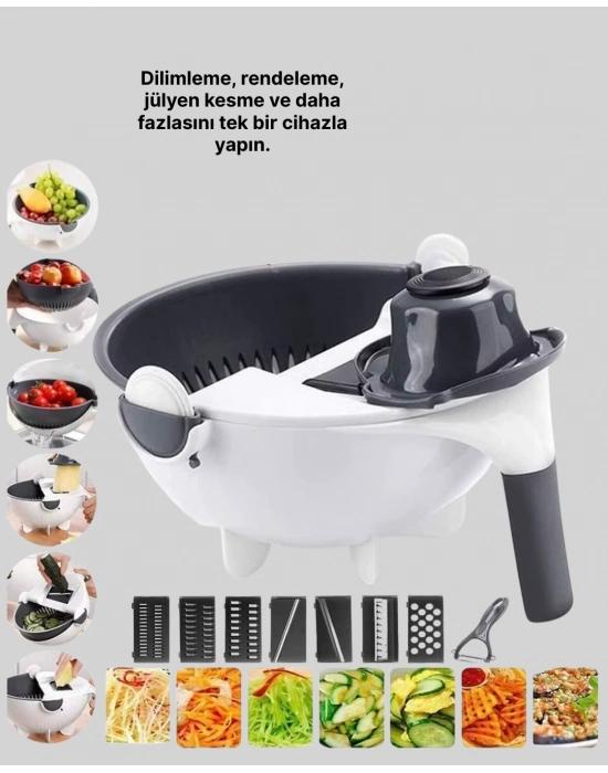 ® Çok Amaçlı Hazneli Sebze Rende Doğrayıcı ve Soyucu