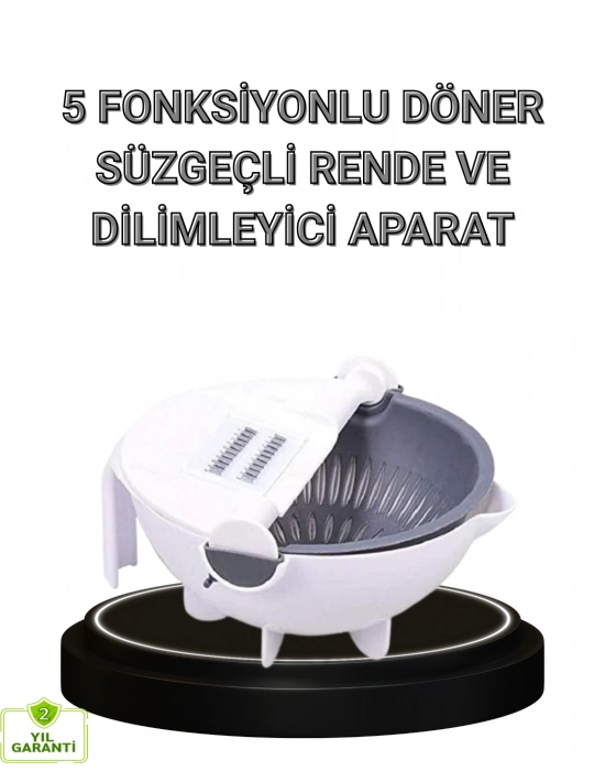 ® Çok Fonksiyonlu Döner Rende Süzgeç Hazneli Ergonomik Sebze Doğrayıcı