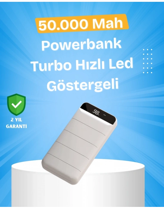 ® Çoklu Cihaz Uyumlu LED Ekranlı 50000 mAh Powerbank