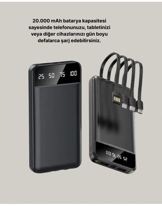® Çoklu Güvenlik Korumalı 20.000 mAh Powerbank Fener Özellikli