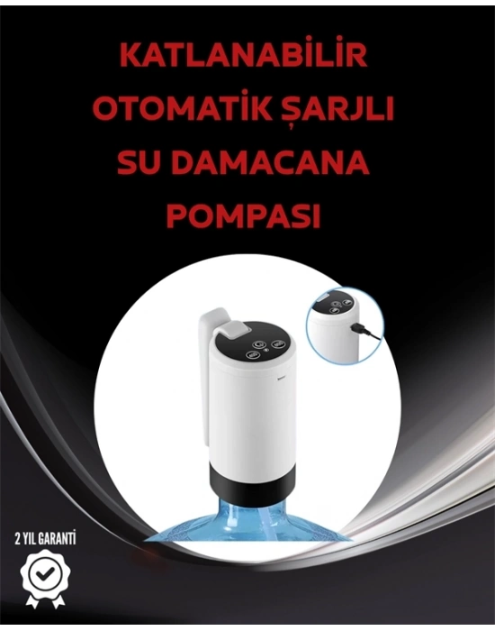 ® Damacana Üstü Akıllı Su Pompası | 3 Damacana Kullanım | 4W Güç | Micro USB Şarjlı | Katlanabilir & Taşınabilir