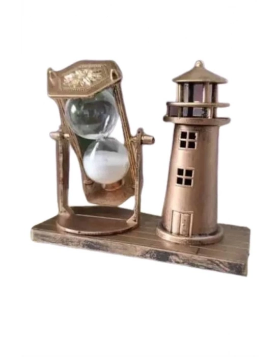 ® Deniz Feneri Kum Saati Ahşap Görünümlü Vintage Tarz Biblo