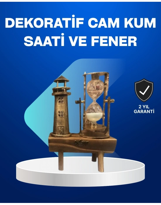 ® Deniz Feneri Tasarımlı Ahşap Kum Saati – Retro Masa Aksesuarı