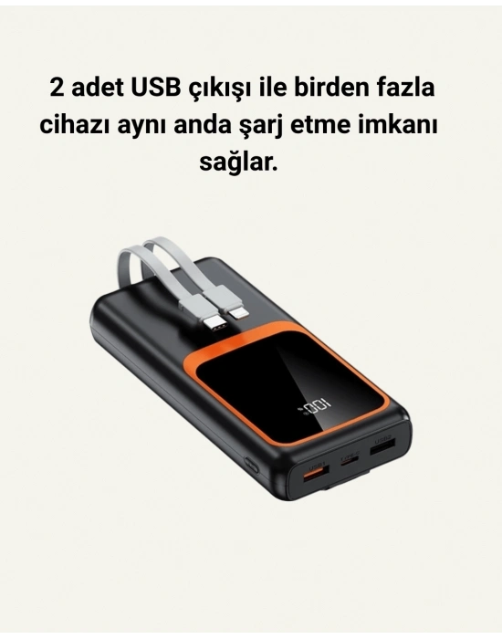 ® Dijital Ekranlı 20.000 mAh Powerbank | 22.5W Hızlı Şarj + Çoklu Bağlantı Seçeneği