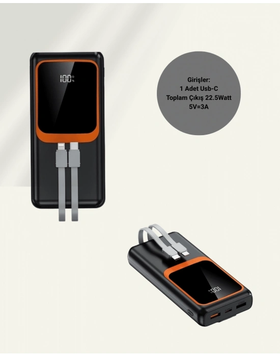 ® Dijital Ekranlı 20.000 mAh Powerbank | 22.5W Hızlı Şarj + Çoklu Bağlantı Seçeneği