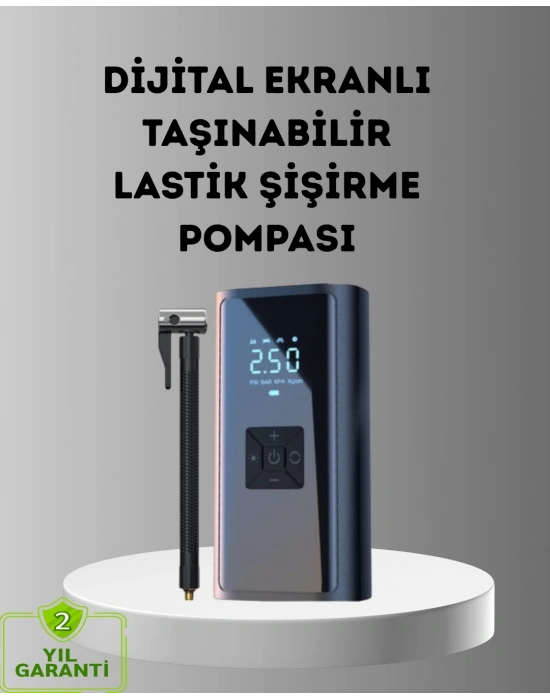 ® Dijital Ekranlı Kablosuz Hava Pompası LED Işıklı 12V 80W