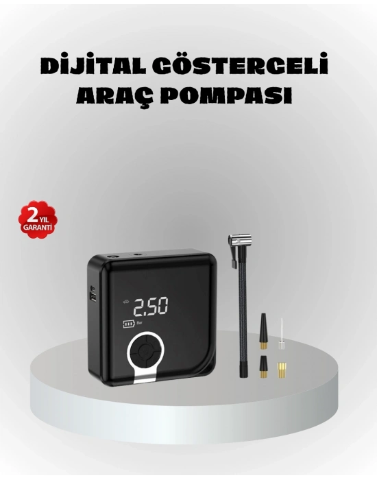 ® Dijital Ekranlı Şarjlı Hava Kompresörü 150 PSI Güçlü Motorlu