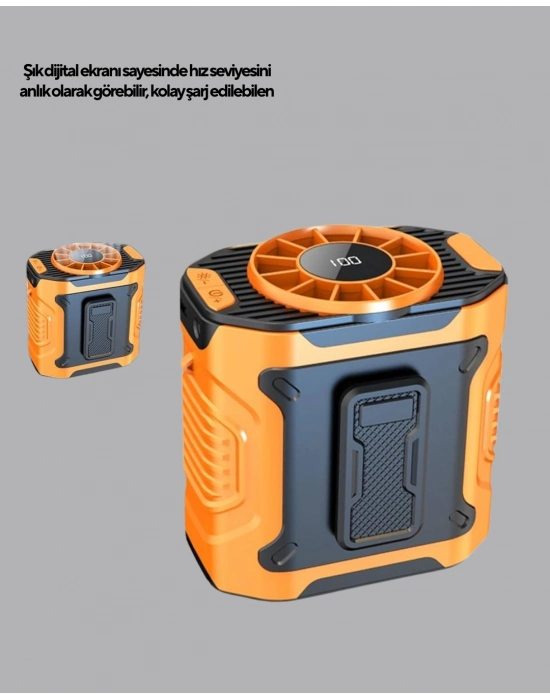 ® Dijital Ekranlı Turbo Mini Fan – 3 Kademeli Hız, Sessiz Çalışma ve Type-C Şarj