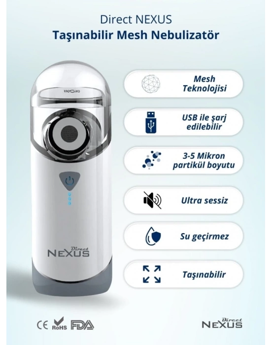 ® Direct Nexus Taşınabilir Mesh Hava Makinesi Nebulizatör