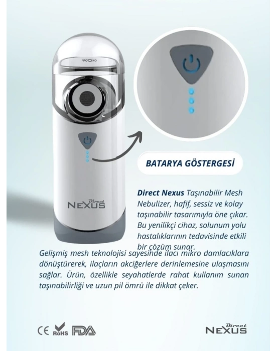 ® Direct Nexus Taşınabilir Mesh Hava Makinesi Nebulizatör