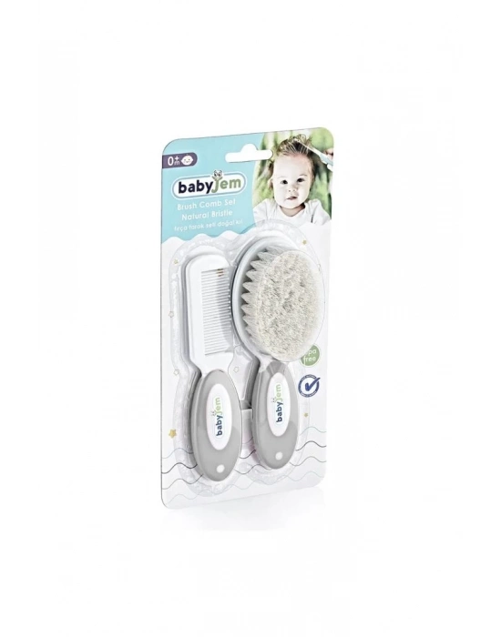 ®  Doğal Kıl Fırça Tarak Seti 519 Gri