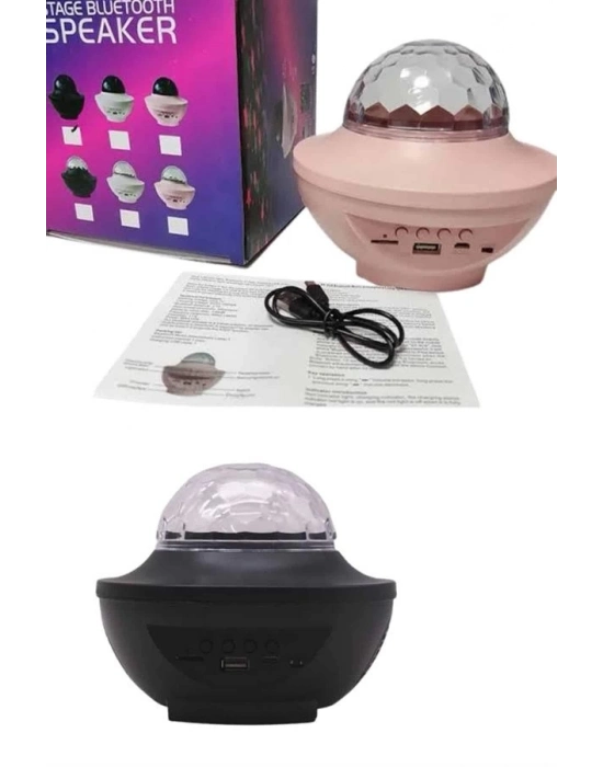 ® Dönen Işıklı Disko Topu Projektör Müzik Çalarlı Disco Speaker
