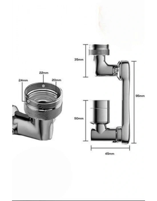 ® Dönen Musluk Başlığı 1080 Derece Ayarlanabilir Filtreli Sprey Uç